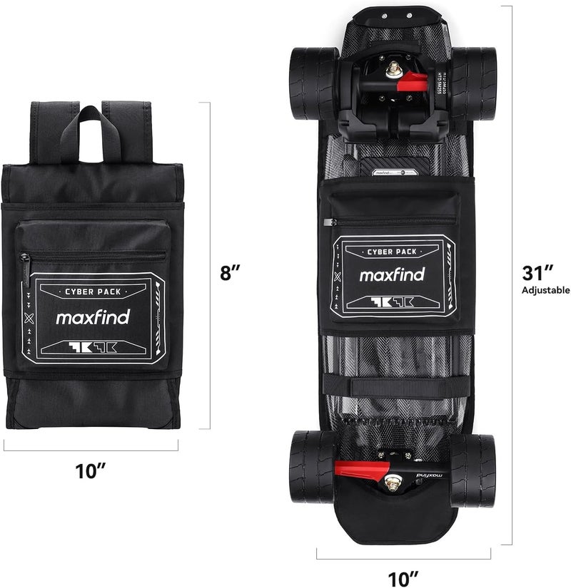 MaxFind Professional Skateboard Backpack Waterproof Durable Multi-Functional Sports Bag for Electric Skateboard & Longboard, Commuting Travel Backpack with Adjustable Straps - Image 2